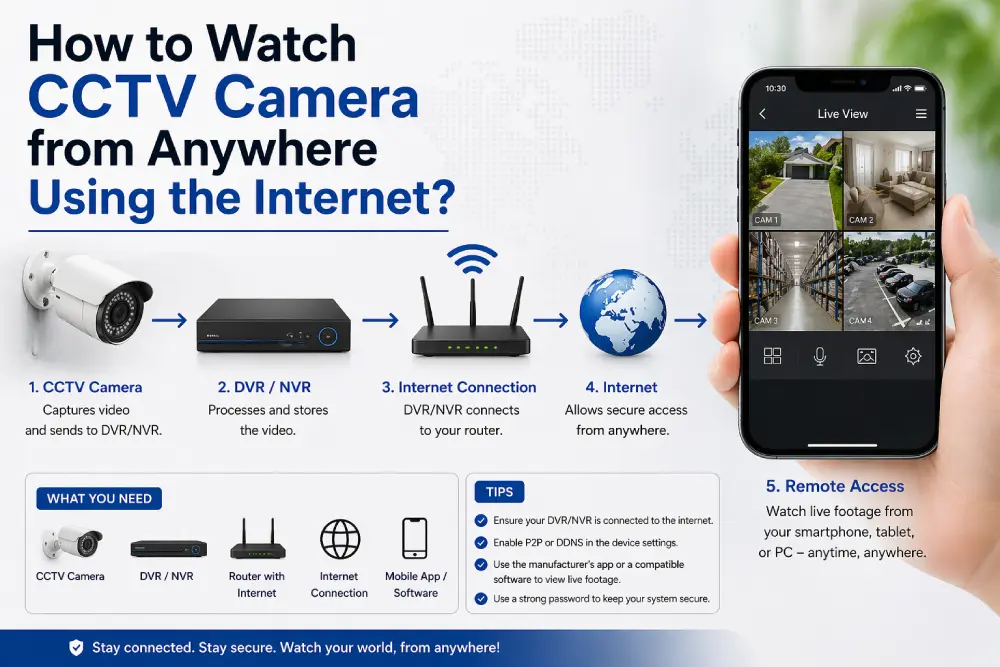 How to watch CCTV camera from anywhere using the internet with remote access on mobile and laptop